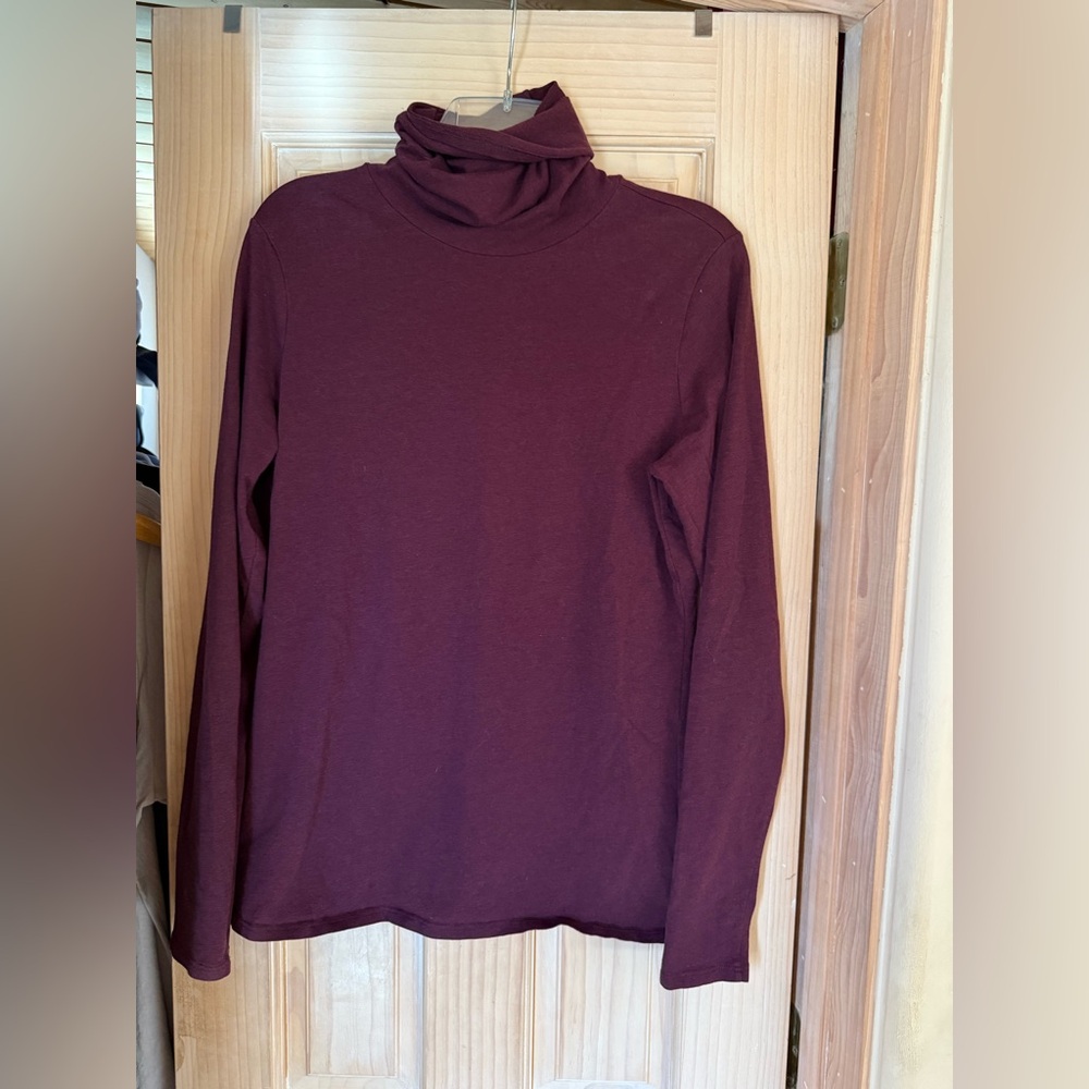 Peruvian Connection Extreme T-Neck Long Sleeve Top – Burgundy – Size L - Picture 3 of 6